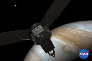 La sonde Juno en vue de Jupiter (illustration) La sonde Juno en vue de Jupiter (illustration)